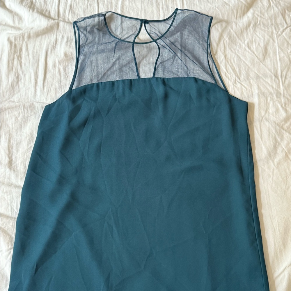Babaton Deep Teal Sheer Detail Top